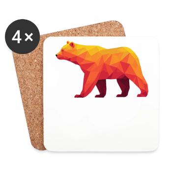 Geometrische Grizzly-Kunst in warmen Tönungen - Untersetzer (4er-Set) - Weiß - Vorne