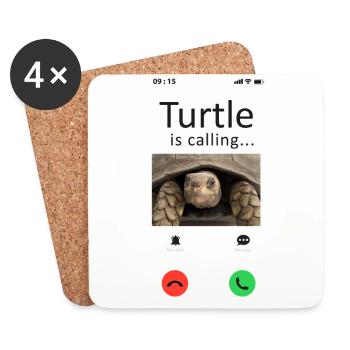 Sea Turtle Tortoise Phone Display - Untersetzer (4er-Set) - Weiß - Vorne