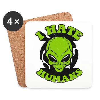 Je déteste les humains Conspiration Außerirdischer Ufo Alien - Dessous de verre (lot de 4) - blanc - Devant