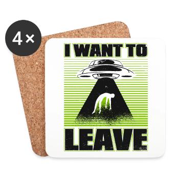 Je veux quitter la conspiration extraterrestre des ovnis - Dessous de verre (lot de 4) - blanc - Devant