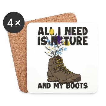 La nature et mes bottes Randonnée Trekking Randonnée en montagne - Dessous de verre (lot de 4) - blanc - Devant