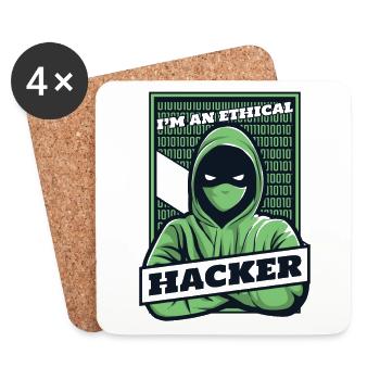 Je suis un hacker éthique Ingénierie sociale Hameçonnage - Dessous de verre (lot de 4) - blanc - Devant