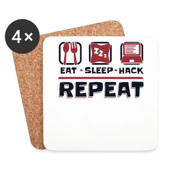 Manger Sleep Hack Répéter l’hameçonnage d’ingénierie sociale - Dessous de verre (lot de 4) - blanc - Devant