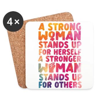 Feminist Watercolor A Strong Woman - Coasters (set of 4) - white - Front