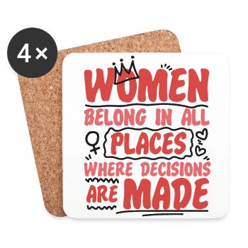 Feminist Women Belong In All - Coasters (set of 4) - white - Front