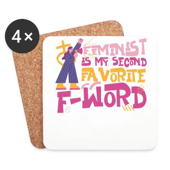 Feminist Feminist Is My Second - Untersetzer (4er-Set) - Weiß - Vorne