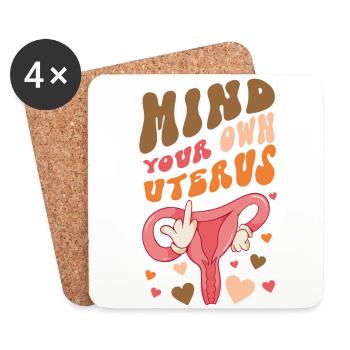 Feminist Mind Your Own Uterus - Dessous de verre (lot de 4) - blanc - Devant