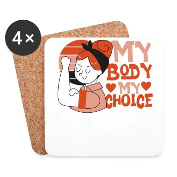 Féministe Mon corps Mon choix - Dessous de verre (lot de 4) - blanc - Devant