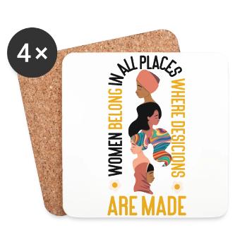 Feminist Women Belong In All - Coasters (set of 4) - white - Front
