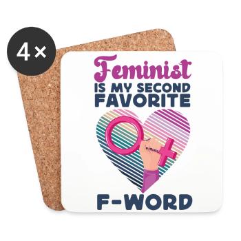 Féministe Cœur Féministe est mon - Dessous de verre (lot de 4) - blanc - Devant