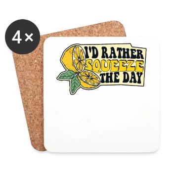 I'd Rather Squeeze The Day Lemonade Lover - Coasters (set of 4) - white - Front