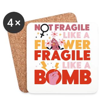 Feminist Not Fragile Like A Flower - Untersetzer (4er-Set) - Weiß - Vorne