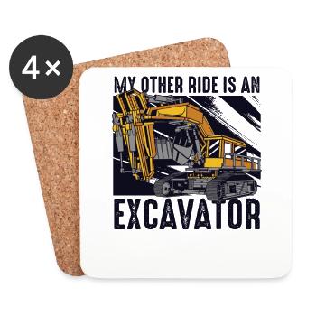 Mon autre manège est une excavatrice - Dessous de verre (lot de 4) - blanc - Devant