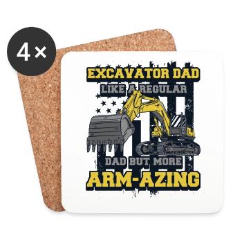 Excavator Dad Duty cycle crawler crane Excavator - Coasters (set of 4) - white - Front