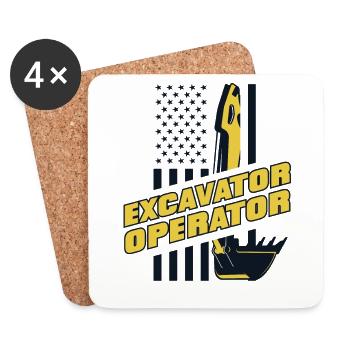 Excavator duty cycle crawler crane excavator operator - Coasters (set of 4) - white - Front