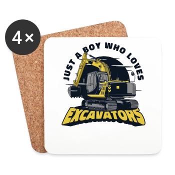 Just A Boy Who Loves Excavators Seilbagger - Untersetzer (4er-Set) - Weiß - Vorne