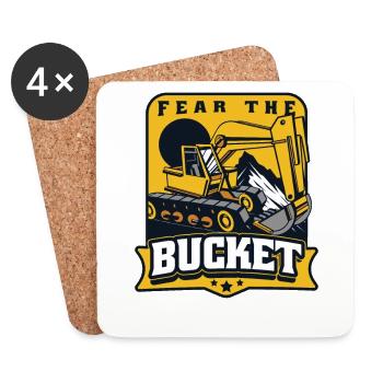 Fear The Bucket duty cycle crawler crane crawler excavator - Coasters (set of 4) - white - Front