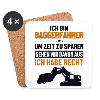 Baggerfahrer hat immer Recht Excavator - Untersetzer (4er-Set) - Weiß - Vorne