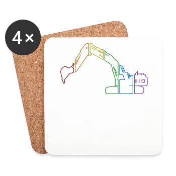 Pelle LGBT Rainbow Crawler Excavateur - Dessous de verre (lot de 4) - blanc - Devant