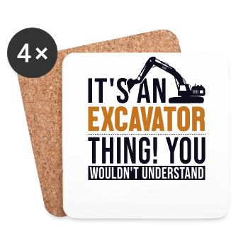It's a Excavator Thing Excavator duty cycle crawler crane - Coasters (set of 4) - white - Front
