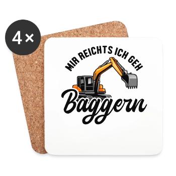 Mir reichts ich geh Baggern Seilbagger - Untersetzer (4er-Set) - Weiß - Vorne