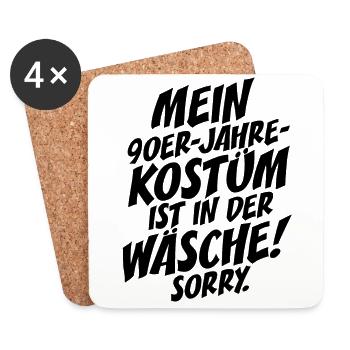 90er Jahre Kostüm Ist In Der Wäsche 90s Party 90er - Untersetzer (4er-Set) - Weiß - Vorne