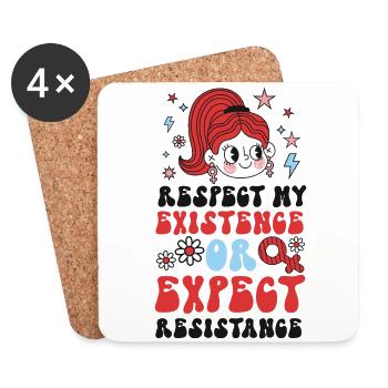 Feminist Respect My Existence Or - Untersetzer (4er-Set) - Weiß - Vorne