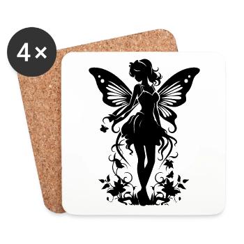 Wunderschöne zauberhaften Feen Dame Silhouette - Untersetzer (4er-Set) - Weiß - Vorne