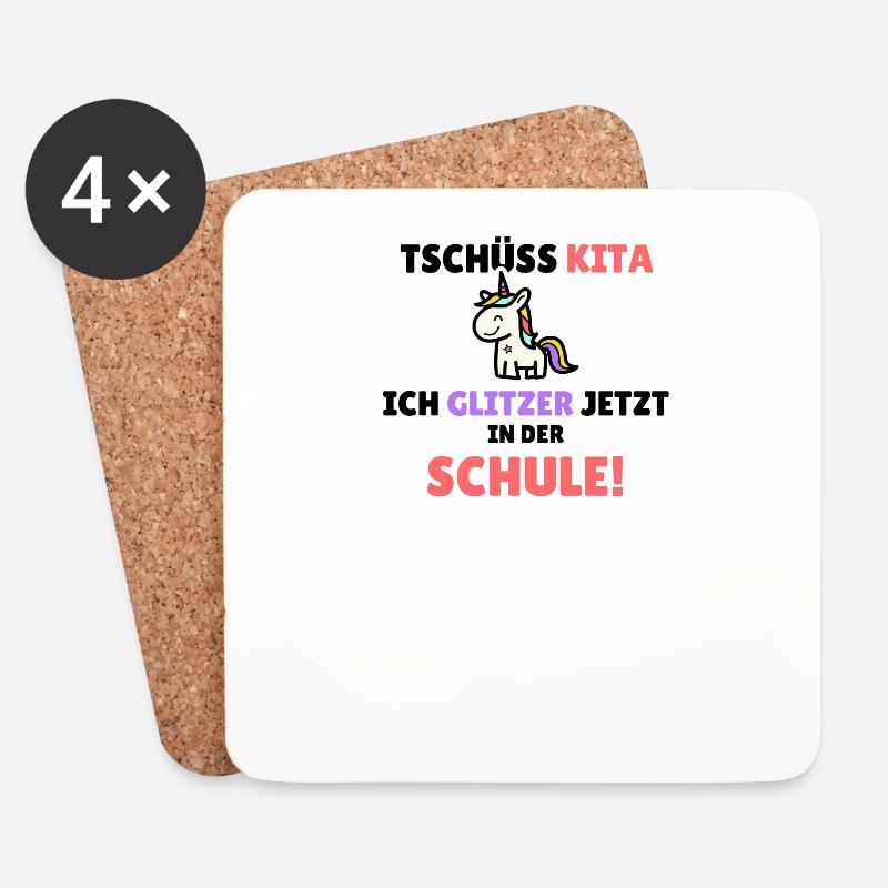 Tschüss Kita - ich glitzer jetzt in der Schule - Untersetzer (4er-Set) - Weiß