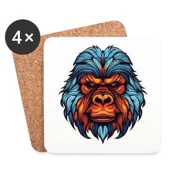 Gorilla Portrait - Untersetzer (4er-Set) - Weiß - Vorne