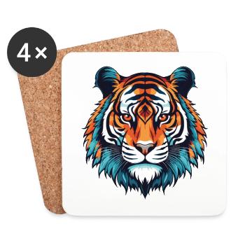 Tiger Portrait - Untersetzer (4er-Set) - Weiß - Vorne