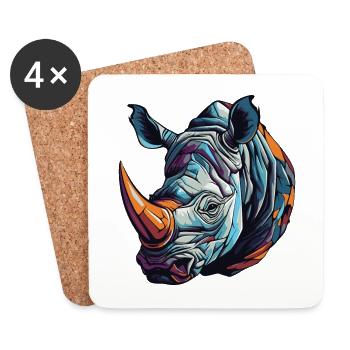 Rhinoceros Portrait - Coasters (set of 4) - white - Front
