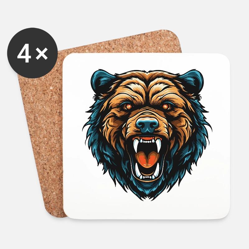 Bär Portrait - Untersetzer (4er-Set) - Weiß