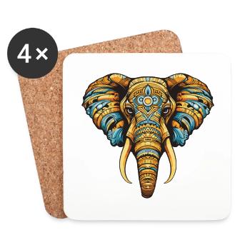 Portrait d’éléphant - Dessous de verre (lot de 4) - blanc - Devant