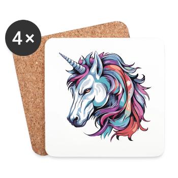 Einhorn Portrait - Untersetzer (4er-Set) - Weiß - Vorne