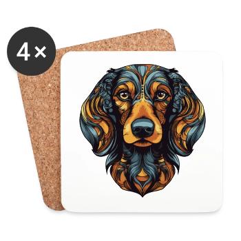 Dachshund Hund Portrait Dackel - Untersetzer (4er-Set) - Weiß - Vorne