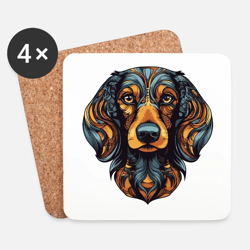 Dachshund Hund Portrait Dackel - Untersetzer (4er-Set) - Weiß
