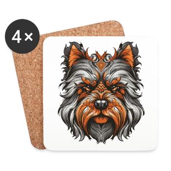 Yorkshire Terrier Hund Portrait - Untersetzer (4er-Set) - Weiß - Vorne