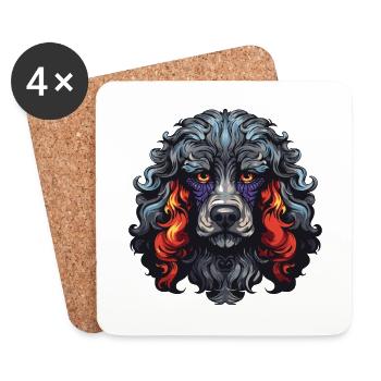 Pudel Hund Portrait - Untersetzer (4er-Set) - Weiß - Vorne