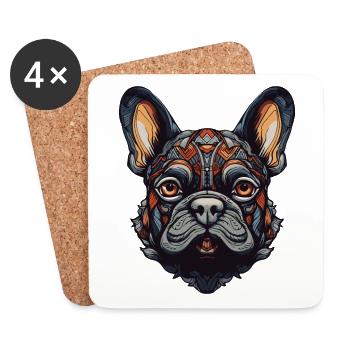 French Bulldog Dog Portrait - Coasters (set of 4) - white - Front