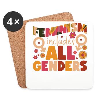 Feminist Feminism Includes All - Coasters (set of 4) - white - Front