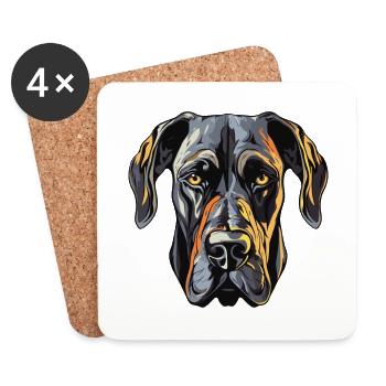 Great Dane Hund Portrait - Untersetzer (4er-Set) - Weiß - Vorne