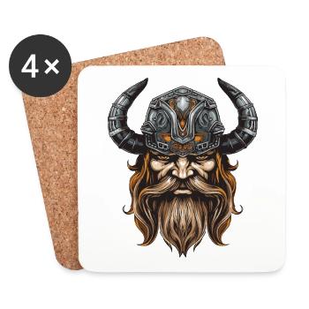 Guerrier viking Valhalla Odin - Dessous de verre (lot de 4) - blanc - Devant