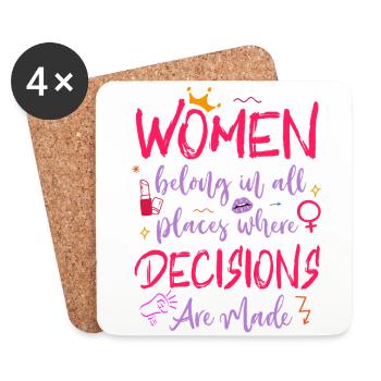 Feminist Women Belong In All - Coasters (set of 4) - white - Front