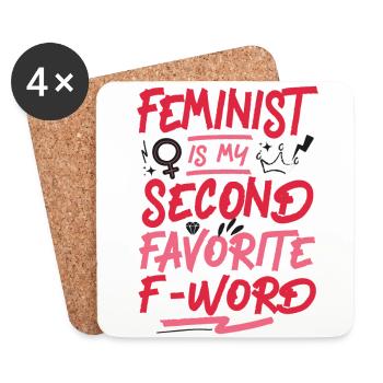 Feminist Feminist Is My Second - Untersetzer (4er-Set) - Weiß - Vorne