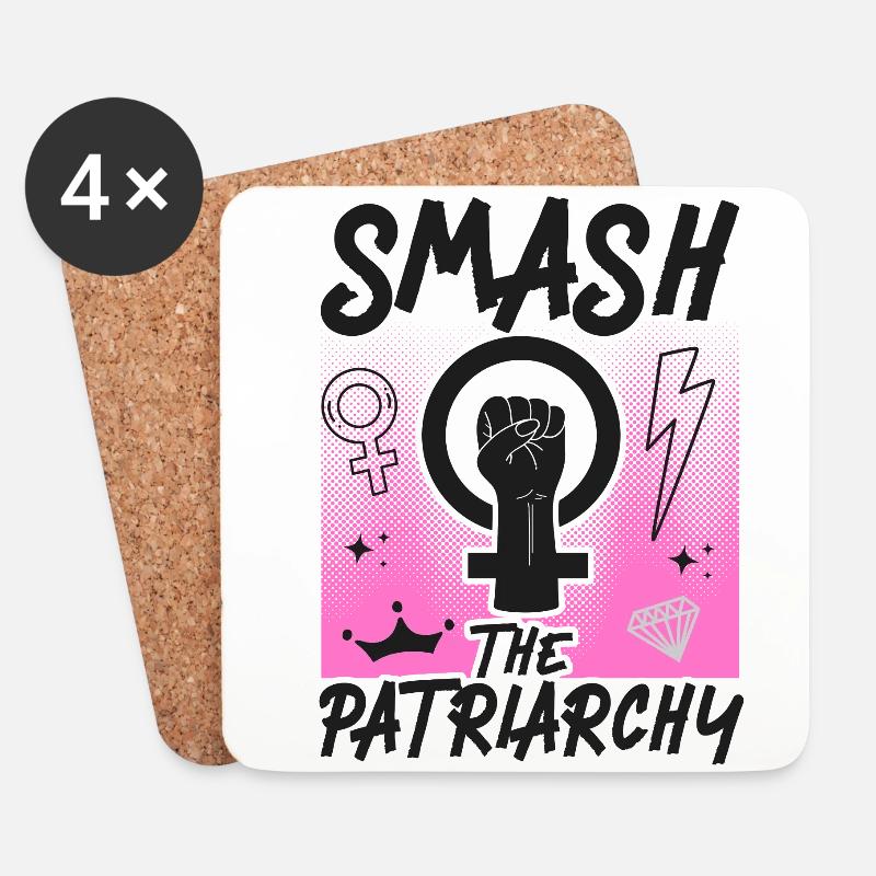 Feminist Smash Patriarchy - Untersetzer (4er-Set) - Weiß