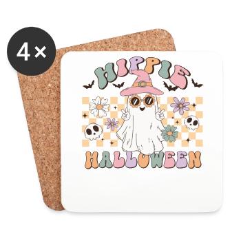 Hippies Halloween Ghost: Trick or Treat Retro - Dessous de verre (lot de 4) - blanc - Devant