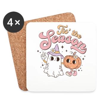 Sweet Retro Halloween: Ghost, Pumpkin and Nostalgia - Coasters (set of 4) - white - Front