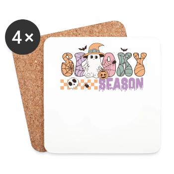 Spooky Season Retro Halloween Charm mit Gespenst - Untersetzer (4er-Set) - Weiß - Vorne
