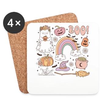 Retro Halloween Elements: Ghost, Pumpkin and Magic - Coasters (set of 4) - white - Front